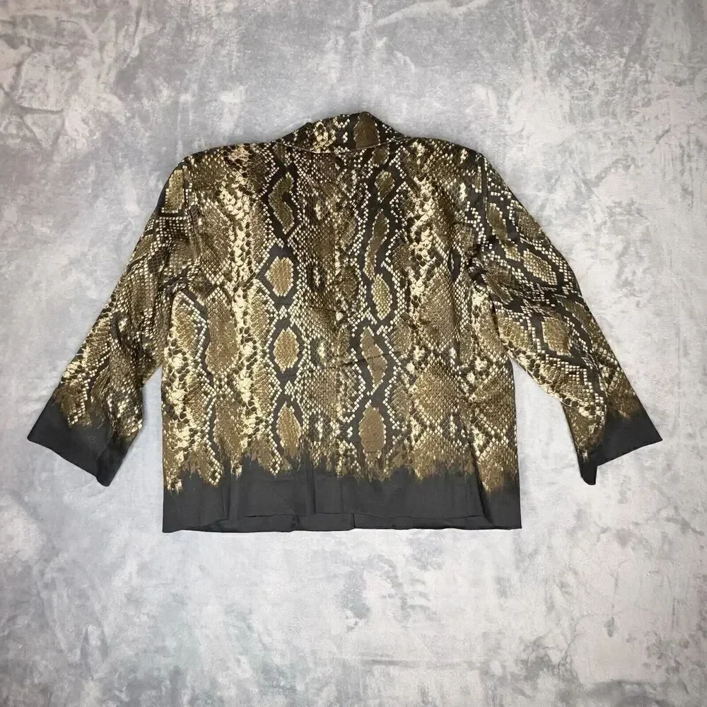 Michael Kors Sz 12 Women’s Blazer Jacket Cotton Snake Skin Animal Print Lined